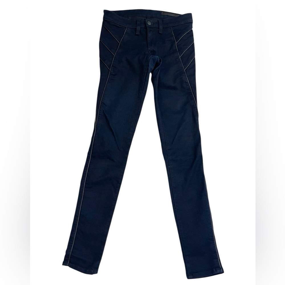 Rag & Bone
 Moto Skinny Pants 24 Midnight Lamb Leather Trim Stretch